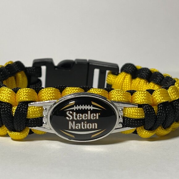Pittsburgh Steelers NFL "STEELER NATION" Paracord Bracelet NEW Free Shipping!! - Picture 1 of 2